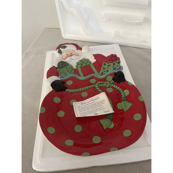Kringle By Fitz And Floyd Santa Claus Polka Dot Ceramic Serving Plate - Picture 6 of 8